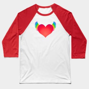 Red Heart & Rainbow Wings Baseball T-Shirt